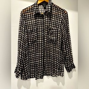 Club Monaco sheer plaid blouse.